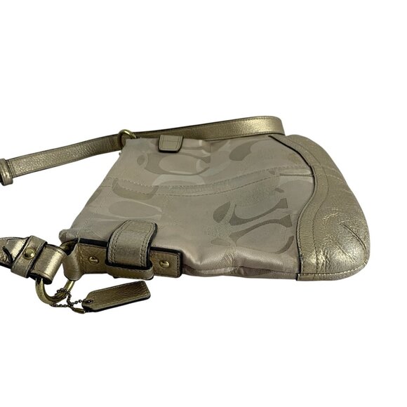 Coach Optic Metallic Signature Chain Crossbody Cream Gold Purse F19820 Hang Tag - Picture 3 of 16